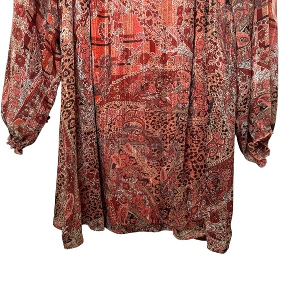 Sara Michelle Boho artsy paisley animal print leopard blouse women’s 2X - Picture 4 of 13